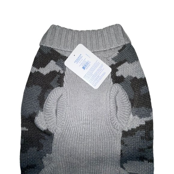 NWT Top Paw Grey Camo Cardigan Gray Camouflage Pullover Sweater Winter Dog L - Picture 5 of 6